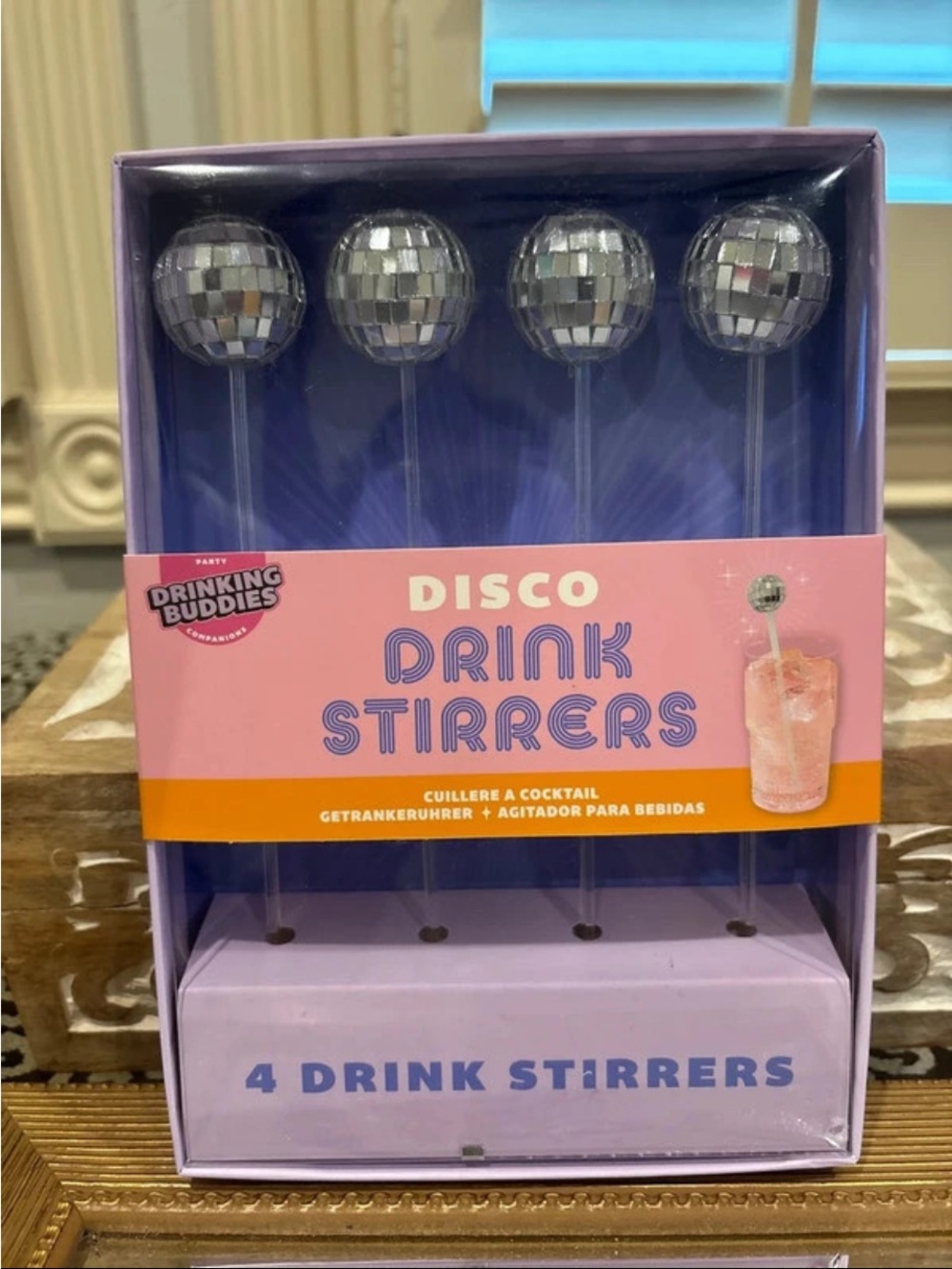 Disco Drink Stirrers - Silver (4-Pack)
